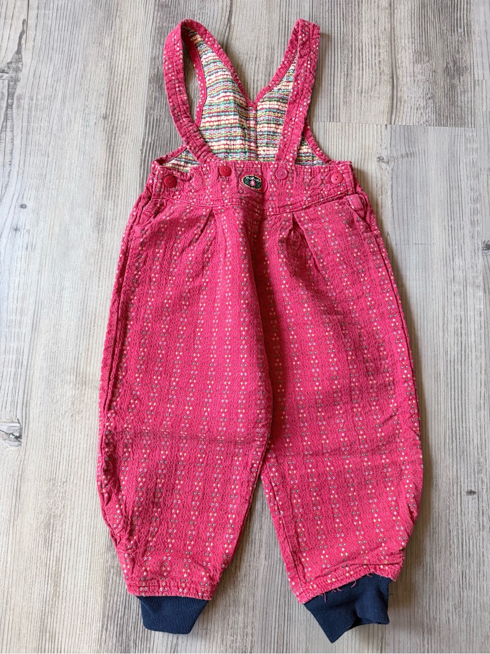 Vintage Oshkosh B’Gosh Red Floral Vestbak Overalls Size 4T Made USA